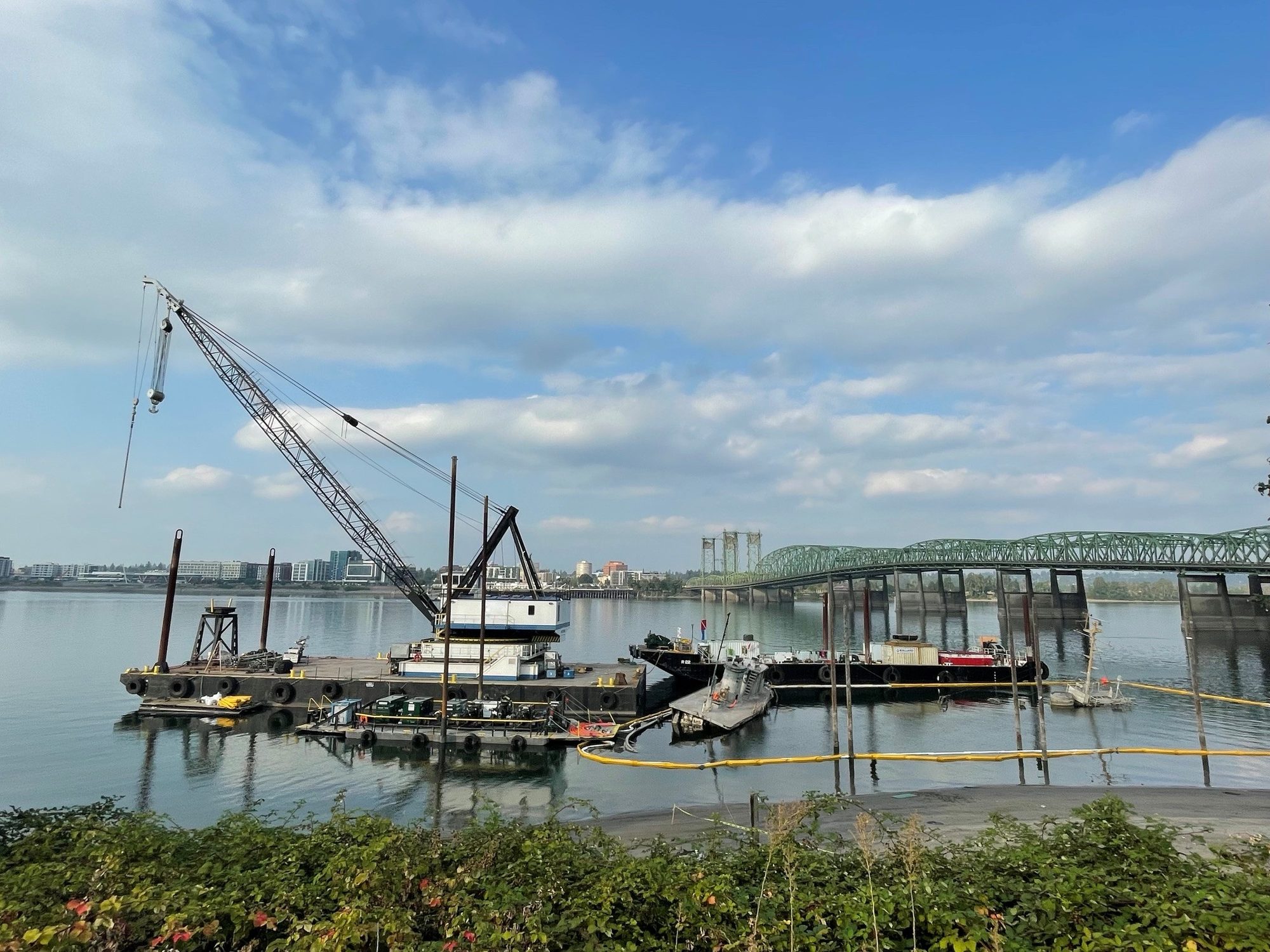 AX22 deck barge during a marine salvage operation on the Columbia