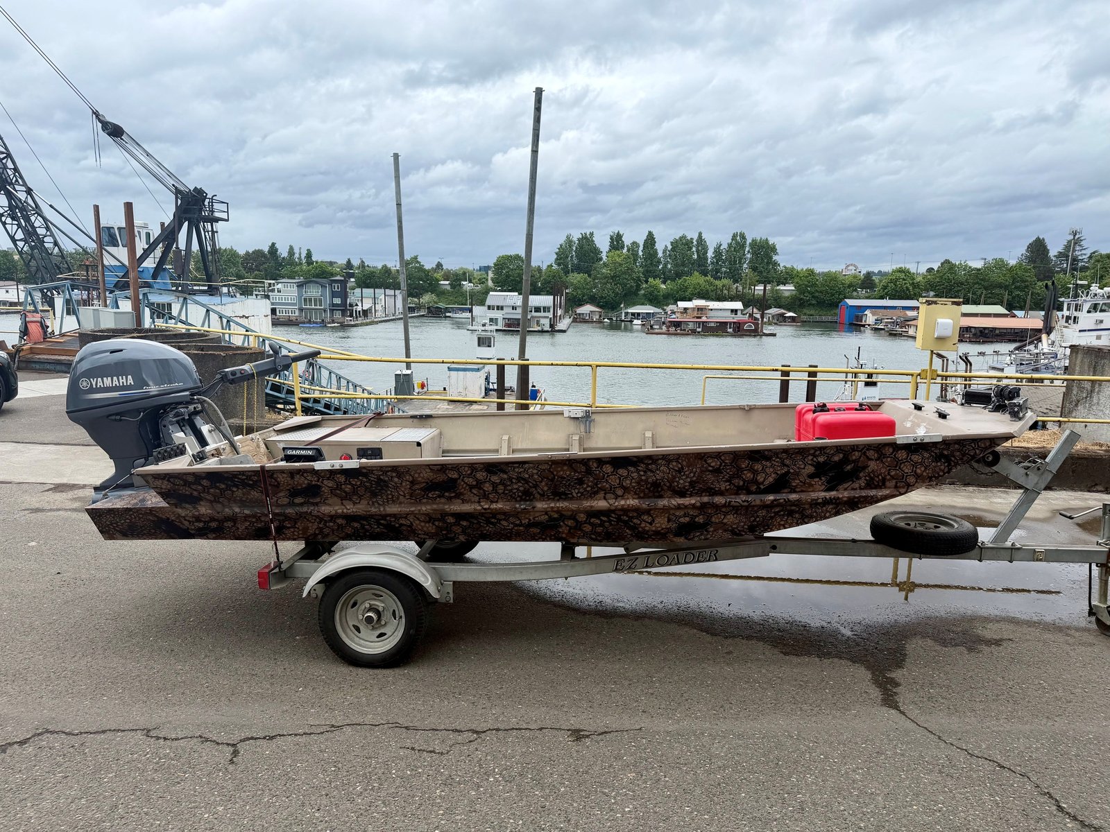 BIG AL G3 Tracker jon boat on the trailer