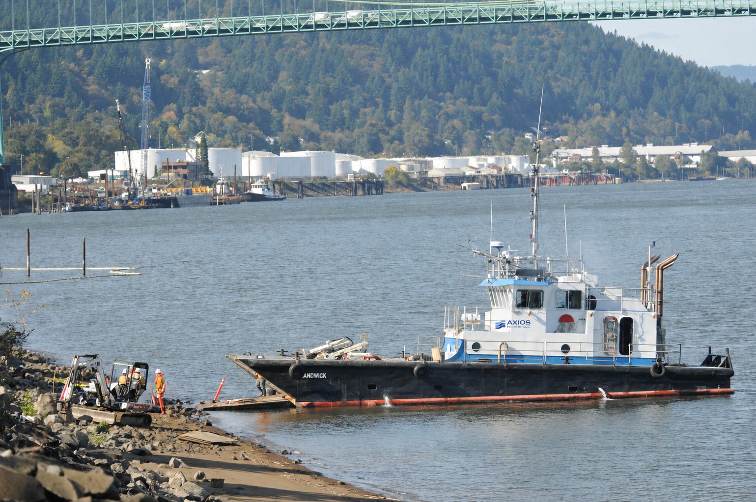 SANDWICK landing craft on the Columbia under the St. Johns Bridge